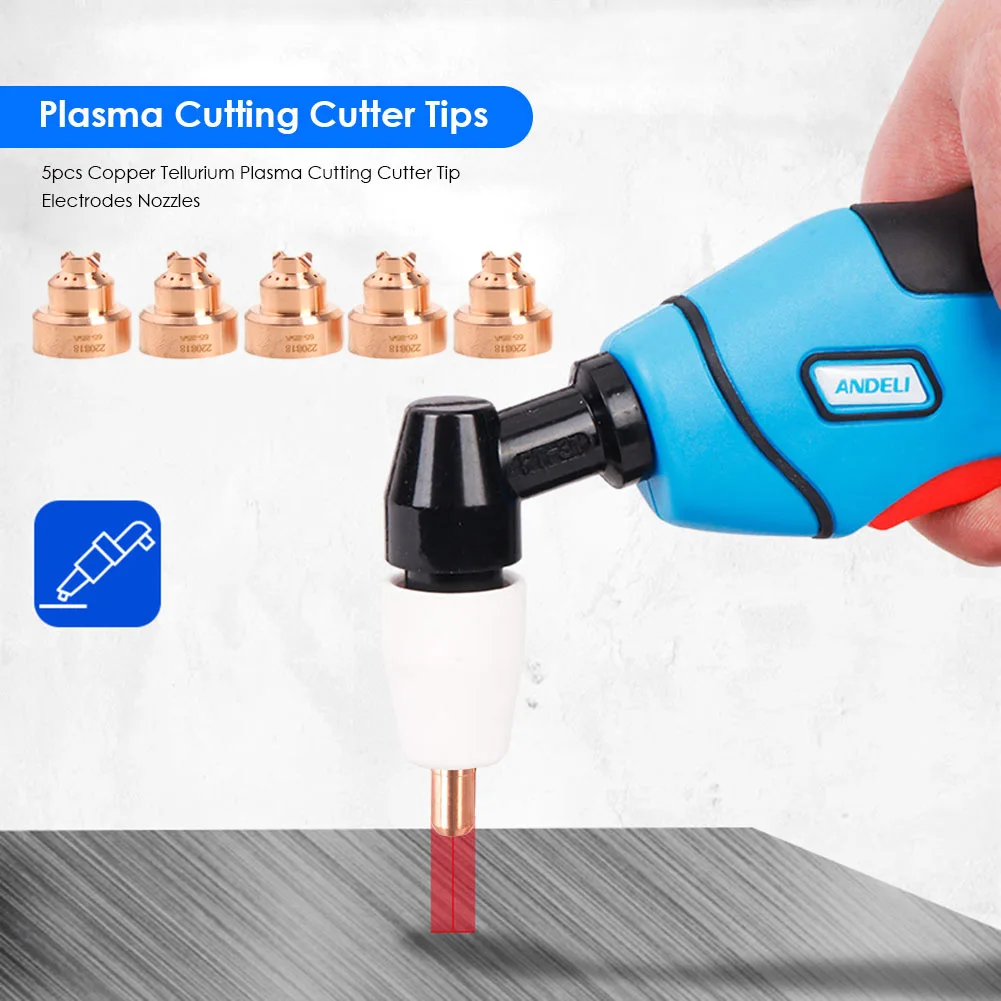 

5Pcs Practical Plasma Cutter Protective Caps Torch Consumables Shield Copper Hat Practical Electrode Tips Nozzle Set