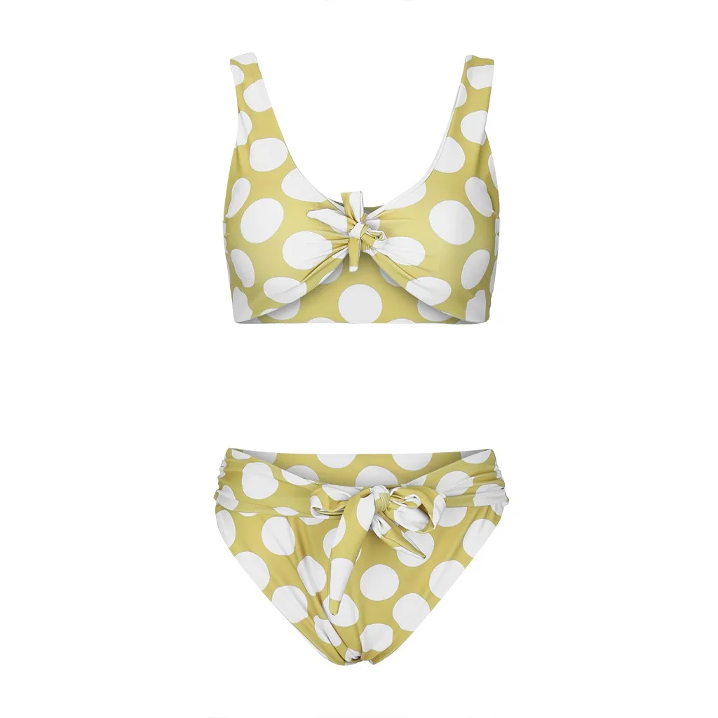 Женский сексуальный комплект бикини из двух предметов с волнистыми точками на