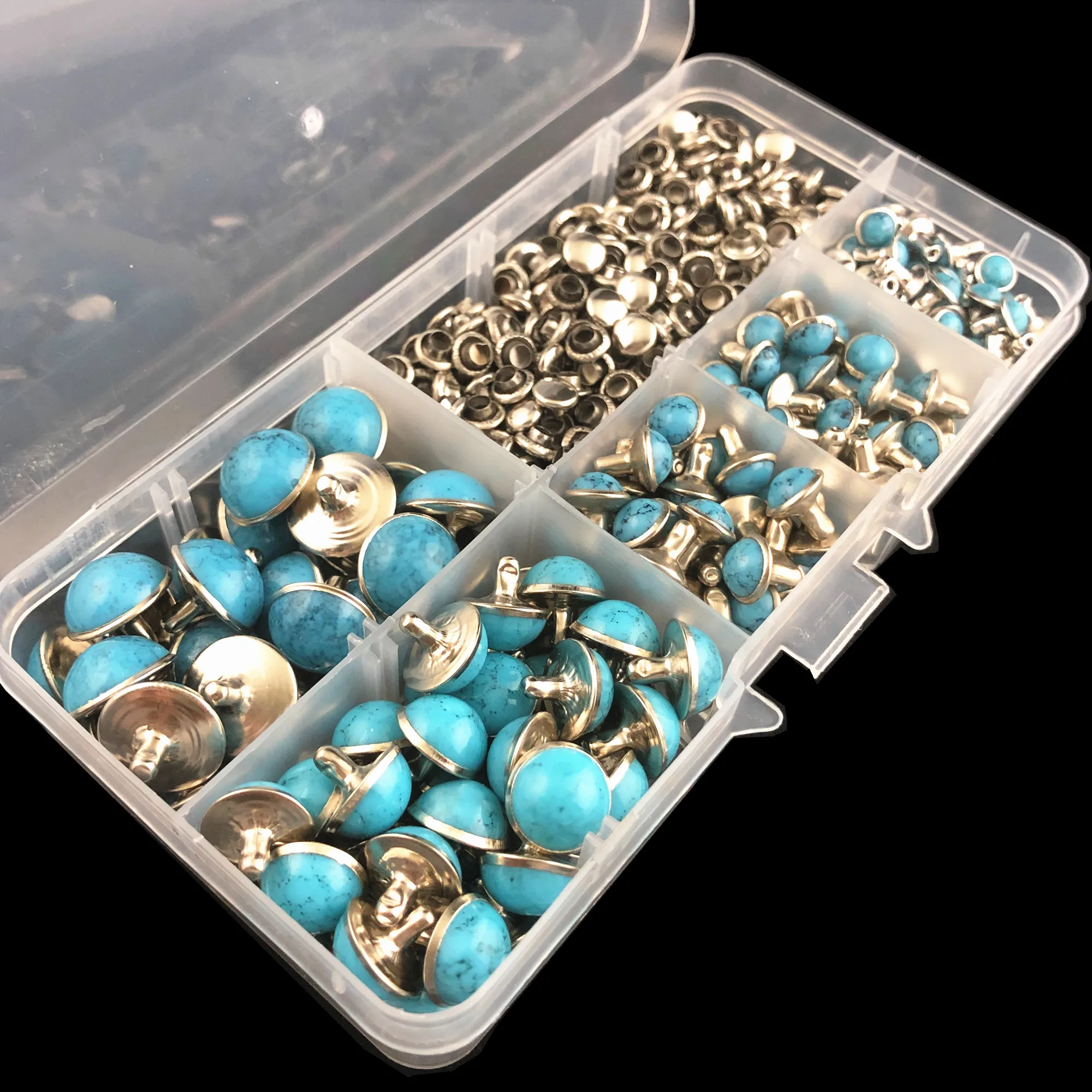 YORANYO 240 комплектов синие бирюзовые заклепки серебряного цвета металлические