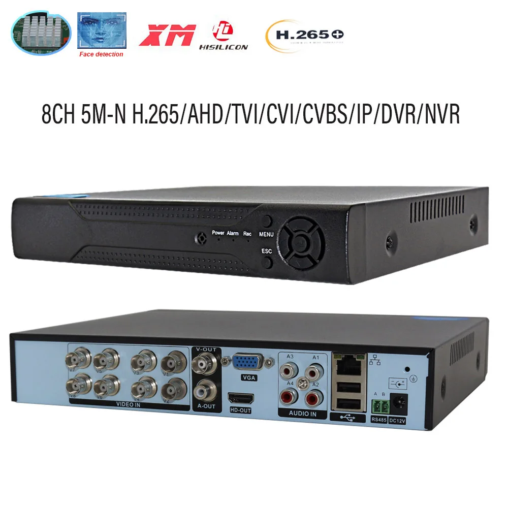 Xmeye 8CH Обнаружение лица AHD DVR 8 каналов 5M-N наблюдение 6 в 1 TVI CVI CVBS гибридная