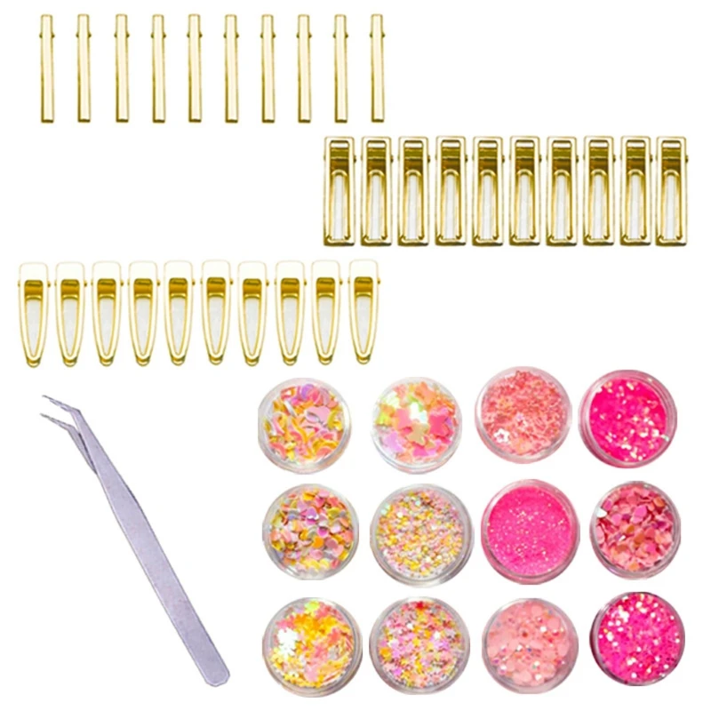 

53PCS DIY Barrettes Silicone Epoxy Resin Molds DIY Hair Pin Jewelry Casting Mold J60E