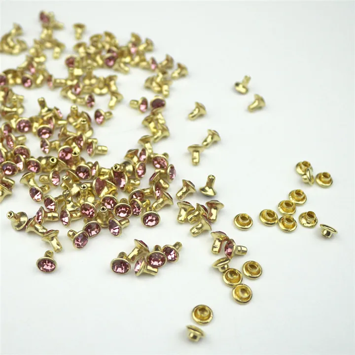 Pink Rivets 30/50/100, партиями по 6 комплектов мм с украшением в виде кристаллов заклепки из горного хрусталя шипы Сделай Сам кожевенное ремесло инструменты металлическими заклепками и аксессуары в стиле Панк Стразы Nieten halal лак для ногтей - Цвет: Pink Rivets