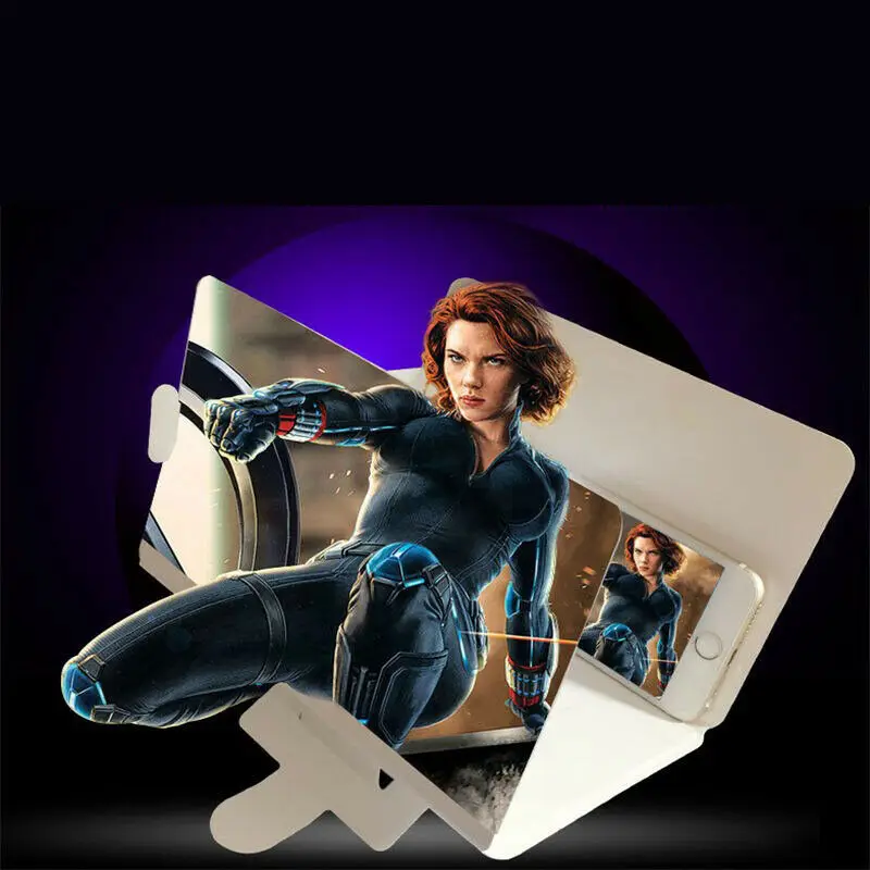 New 3D 8 Inch PU Leather Case Folding Mobile Phone Screen Amplifier Enlarged Magnifier Bracket Cell Holder | Электроника