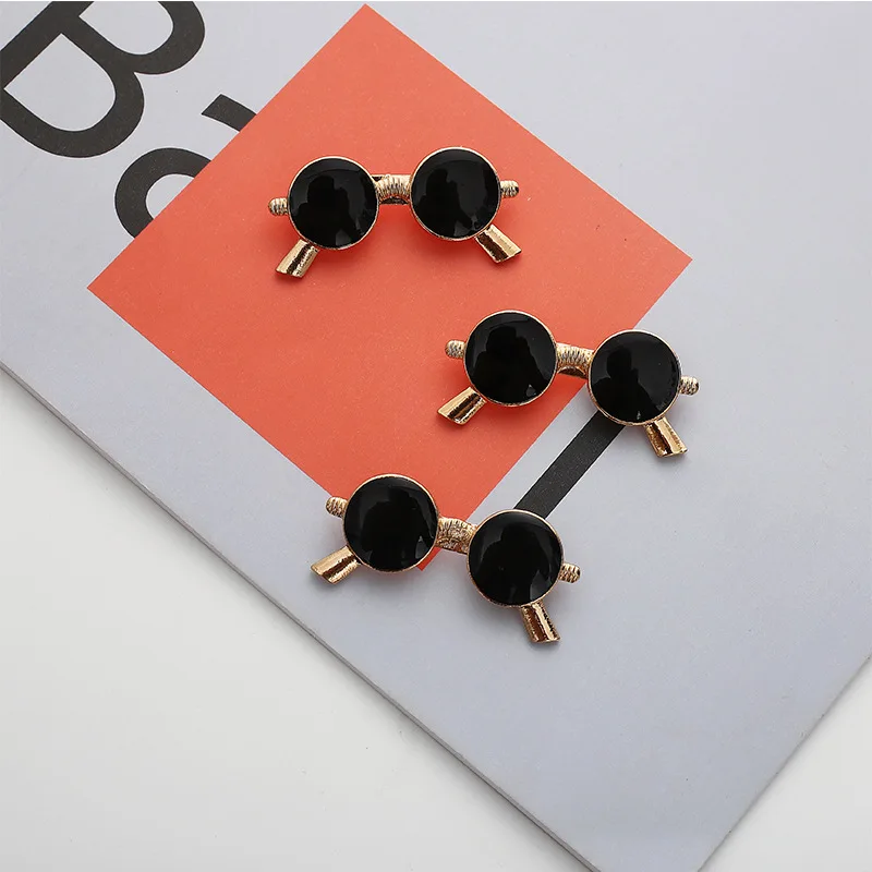 

Mini Enamel Oil Glasses Sunglasses Pins Brooches Fashion Retro Female Men Collar Suit Stick Breastpin Pin Sunglasses Brooch