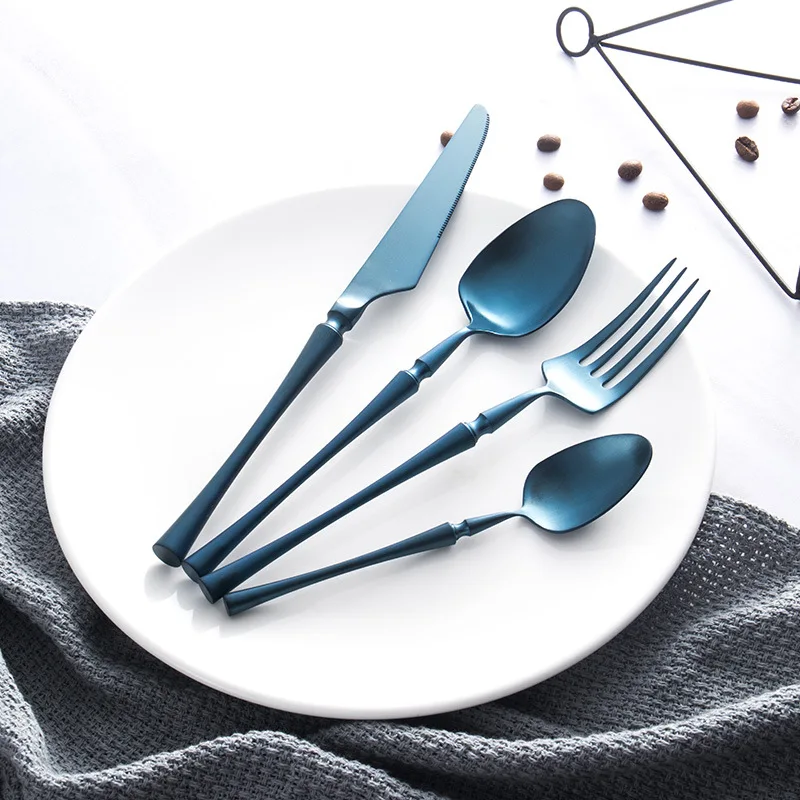 

16Pcs/set Travel Cutlery Set Stainless Steel Gold Fork Knife Spoon Dinnerware Set Korean Food Tableware Set Drop Ship