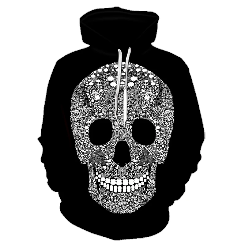 

2021 New 3D Print Oversized Hooded Sweatshirt Men's And Women's Fashion Harajuku Casual Hoodie Dark Skull Patterned Sweatshirt