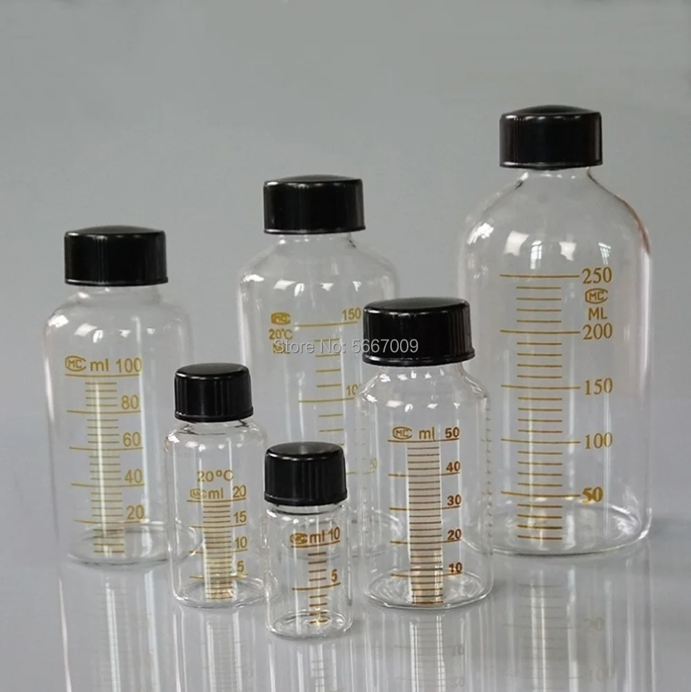 5ml to 1000ml Lab Graduated Round Borosilicate Glass Reagent Bottle Serum bottle Graduation Sample Vials