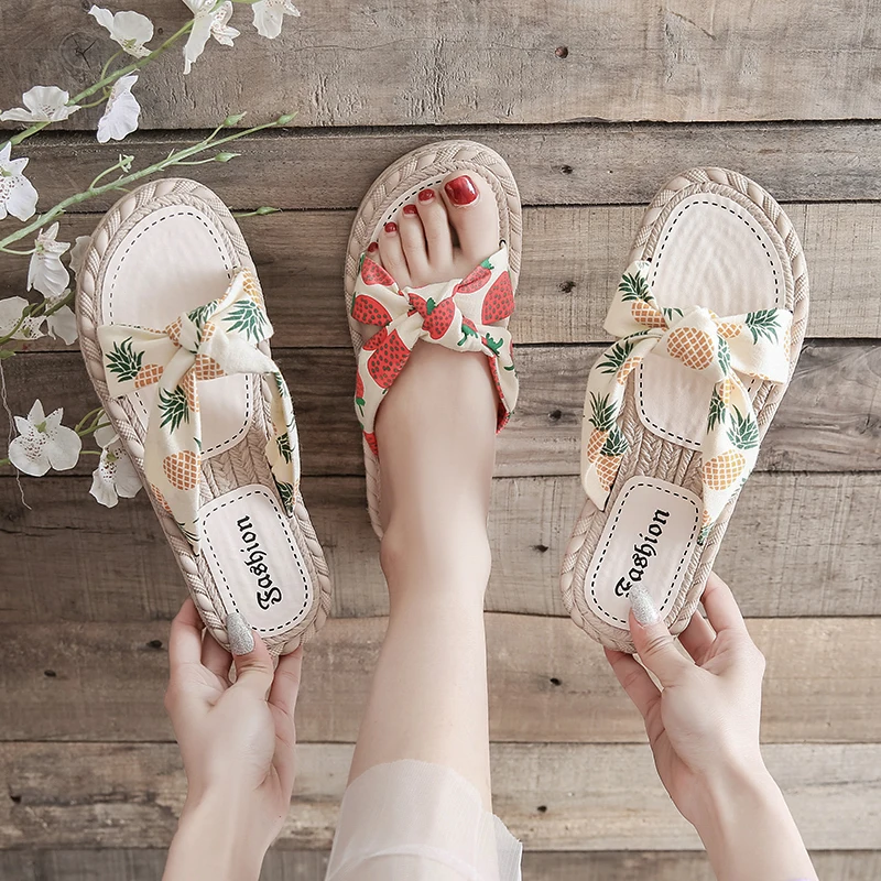 

Cross-Tied Slippers Soft Shoes Slipers Women Luxury Slides Low Lady Shale Female Beach Comfort 2021 Designer Girl Sabot Flat Fab