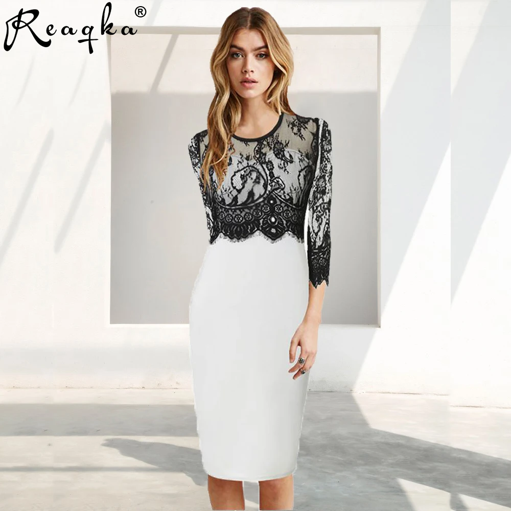 Женское кружевное платье в стиле ретро черное или Белое Облегающее Платье-футляр