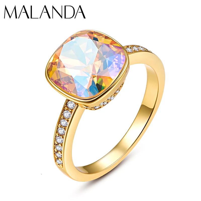 Роскошные кольца Malanda с кристаллами SWAROVSKI для женщин, Новые Модные Элегантные кольца для свадебной вечеринки, ювелирные аксессуары, подарок для мамы и девочки - Цвет основного камня: 226 SHIM