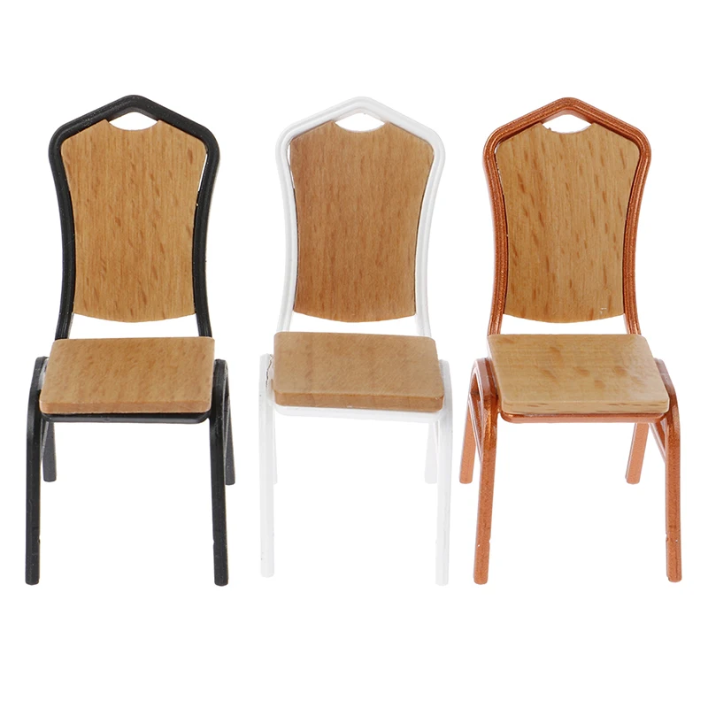 

1:12 Doll House Mini Pub Bar Stool Wooden Iron Simulation Furniture Mini Dollhouse Decoration For Kids Toys