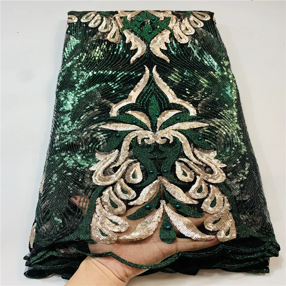 

Madison African Lace Fabric With Sequins 2021 French Lace Fabric Embroidery Nigerian Tulle Lace For Party Dress Sewing