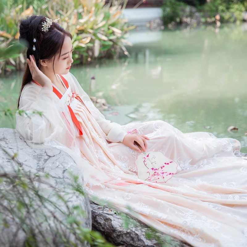 Женский традиционный костюм Hanfu с вышивкой классический для сценического танца