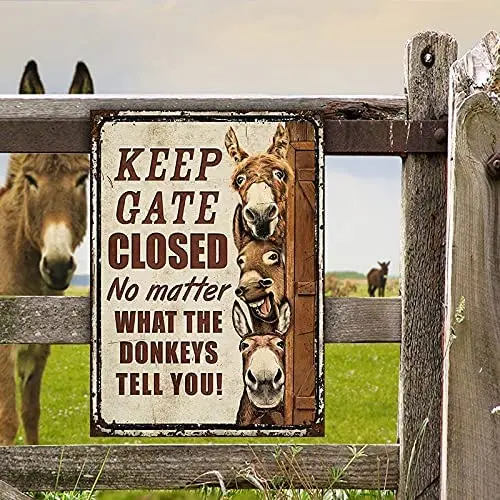 

GEDSINGFarm Keep Gate Closed Metal Sign, Gift for Farmer, Donkey Lover Gift, Donkey Warning Sign, Welcome Sign, Vintage Rust