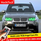 Дневные ходовые огни для BMW E83 X3 2003-2010, DRL, ангельские глазки, светодиодные, RGB, многоцветные передсветильник фары, кольцо с ореолом, комплект