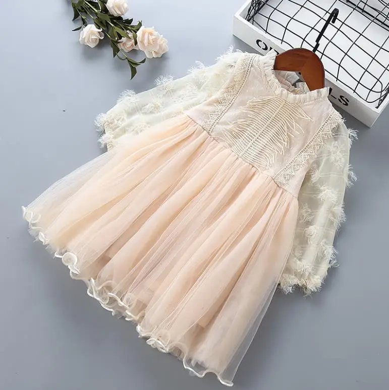 2019 г. Осенние модные кружевные сетчатые платья принцессы с кисточками для