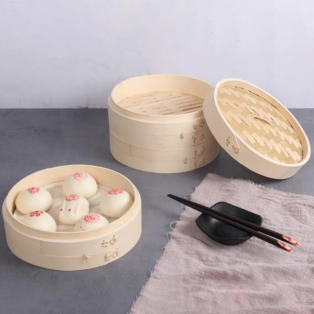 

50% Dropshipping!!2 Tiers 10 Inches Household Bamboo Streamer Rice Meat Vegetable Steaming Basket
