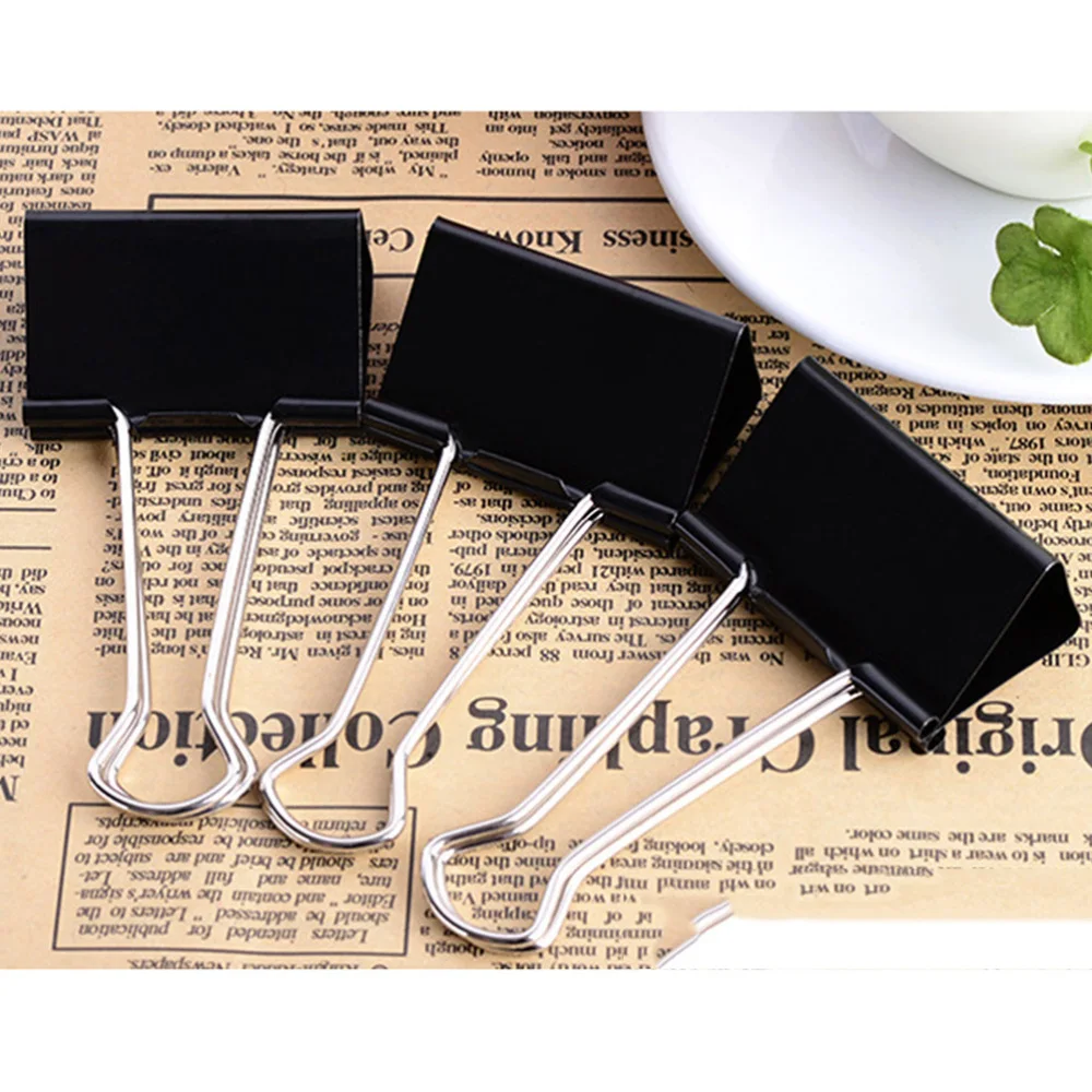 

24PCS 50mm Metal Binder Clips Paper Clamp Clips Dovetail Design Clamps for School Office (Black)