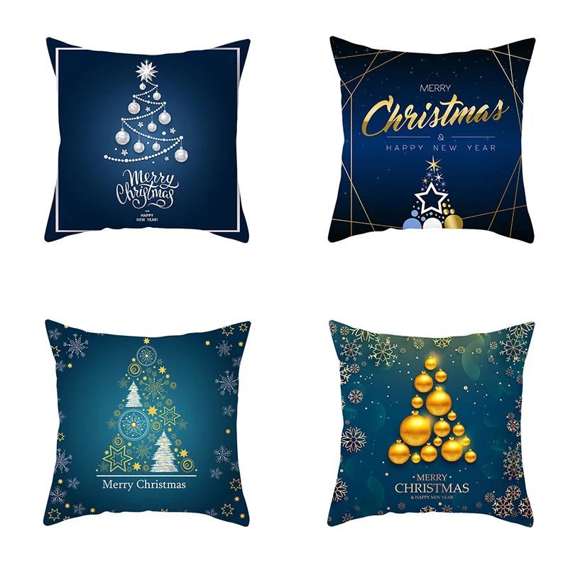 Рождественский Декор синяя наволочка для дома микрофибермягкая Рождественская