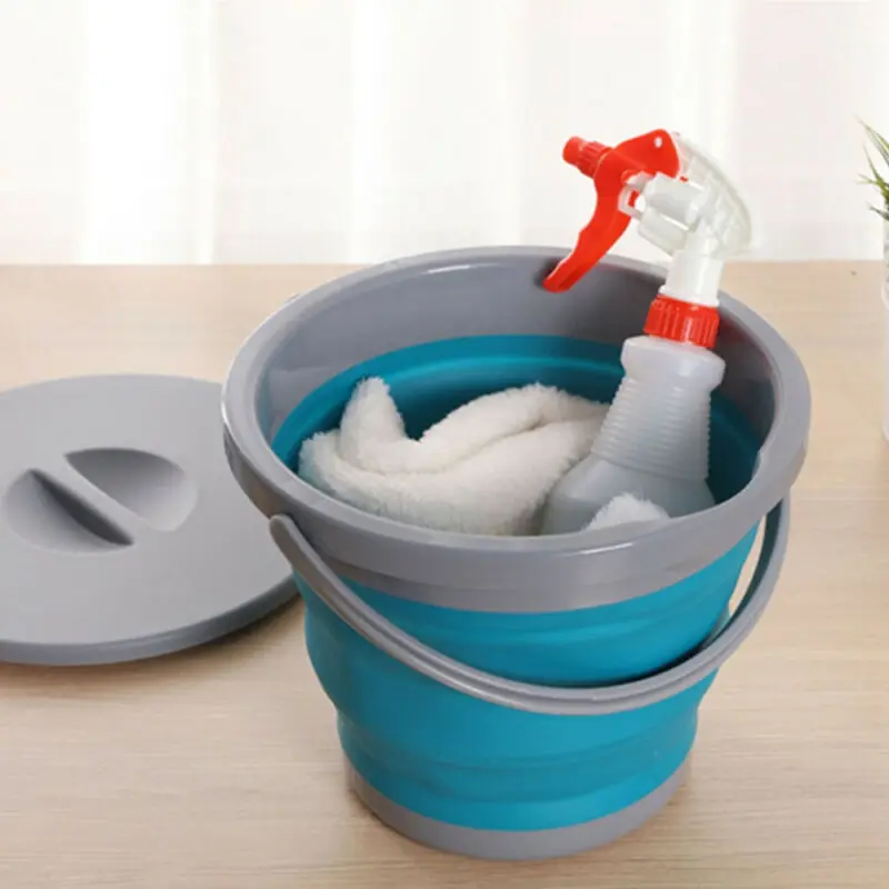 5L складное ведро для рыбалки с крышкой складной силиконовый пластиковый