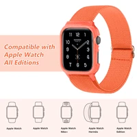 casenylon loop for apple watch band 44mm 40mm elastic soft nylon braided solo loop bracelet for iwatch se 6 5 4