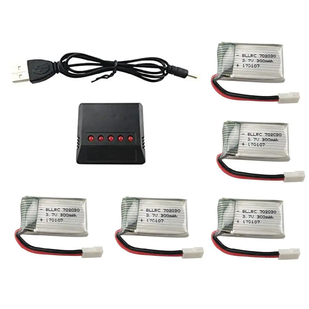 

RCtown 5 шт 3,7 V 300mAh 25C литиевая батарея с 5 в 1 зарядное устройство FPV Дрон запасные части для Syma S39 X11 X11C WLToys V911S