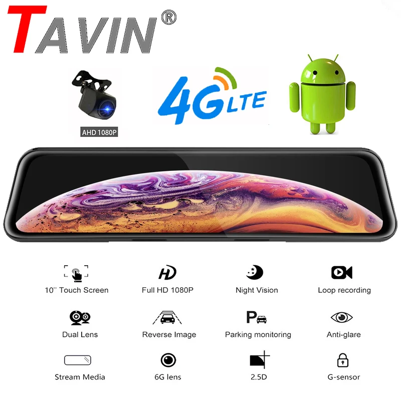 Автомобильный видеорегистратор 12 дюймов 4G Android зеркало заднего вида HD 1080 P gps wifi ADAS