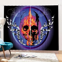 skull and red roses curtains bedroom living room curtains custom drape kitchen window curtains room divider door curtain