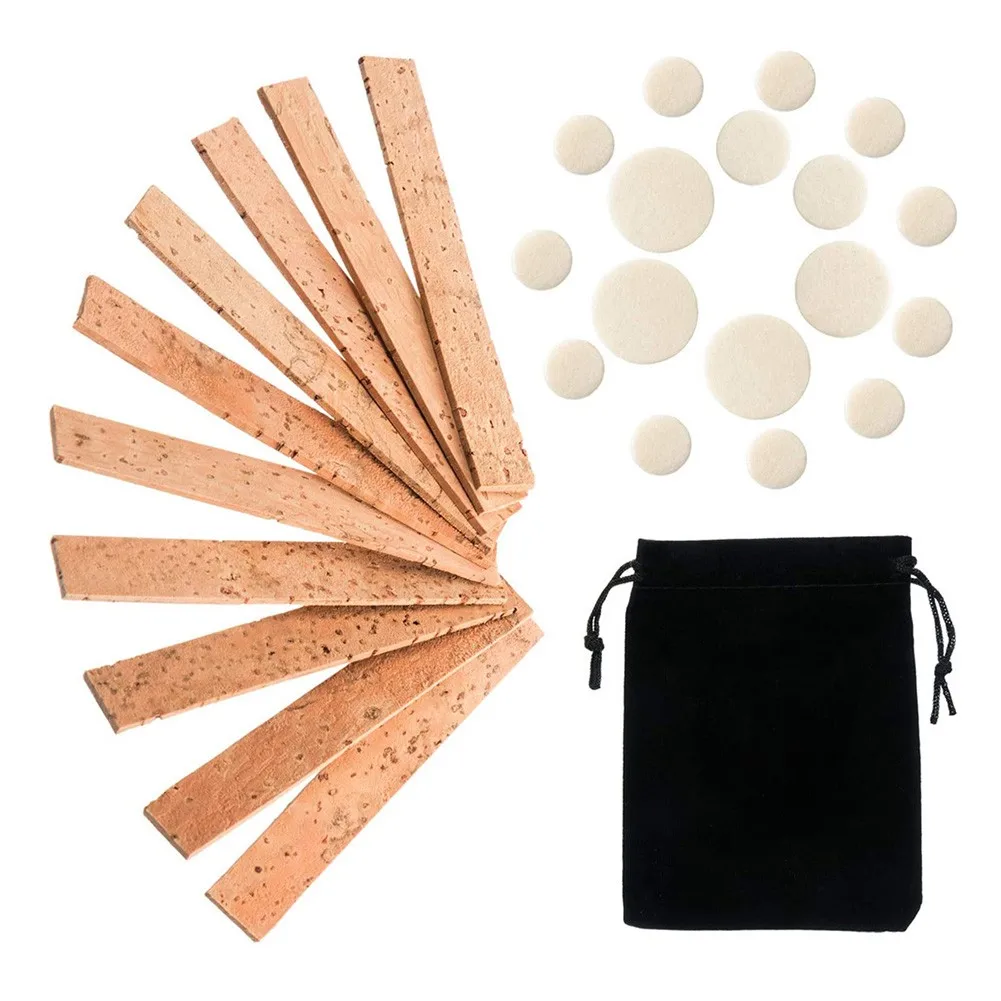 

17Pcs Sound Hole Pad 10pcs Neck Joint Cork Replacement Parts Home BB Clarinet Pad Set With Storage Bag Instrument Repair Parts