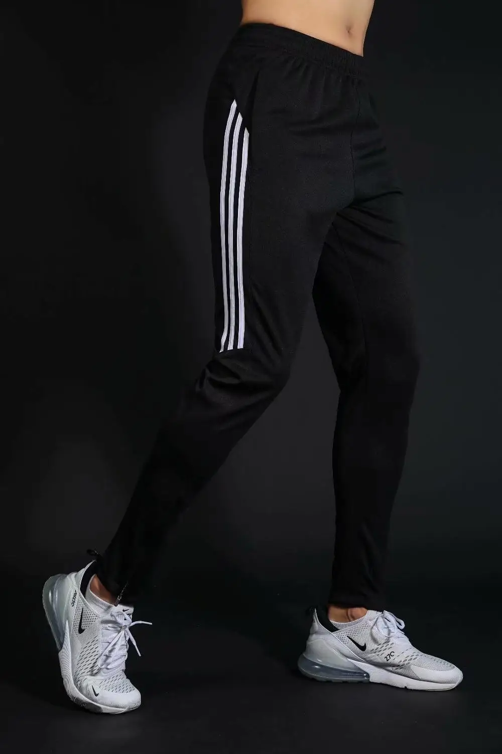 Штаны на молнии с карманами для спортзала бега мужские спортивные тренировочные