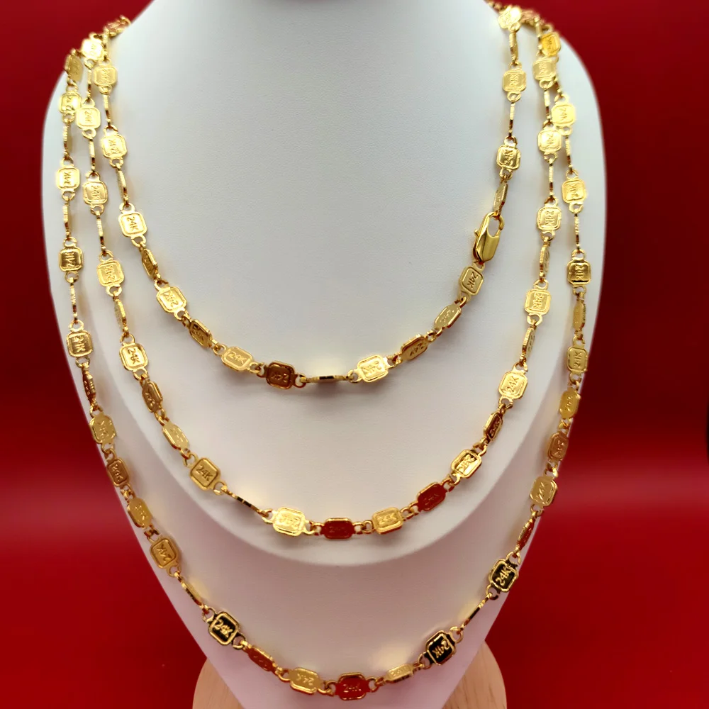 

NEW Fashion DIY Stamp Jewelry 24 K Yellow Solid Fine Gold GF Necklaces Chains Pendants FREE Box 27INCH 31" 35 " Wholesale
