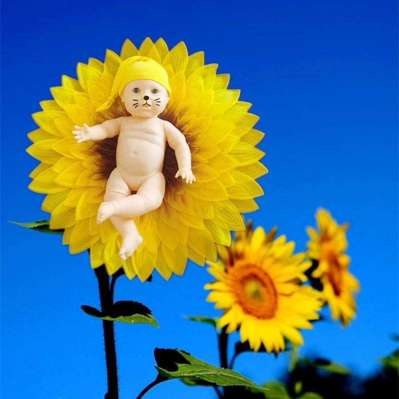 

Baby Sunflower Shaped Posing Blanket Newborn Big Petal Photography Props for Infant Photo Shooting