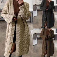 womens coat winterautumn 2021 single breasted solid color autumn winter thick buttons long sweater cardigan for daily wear