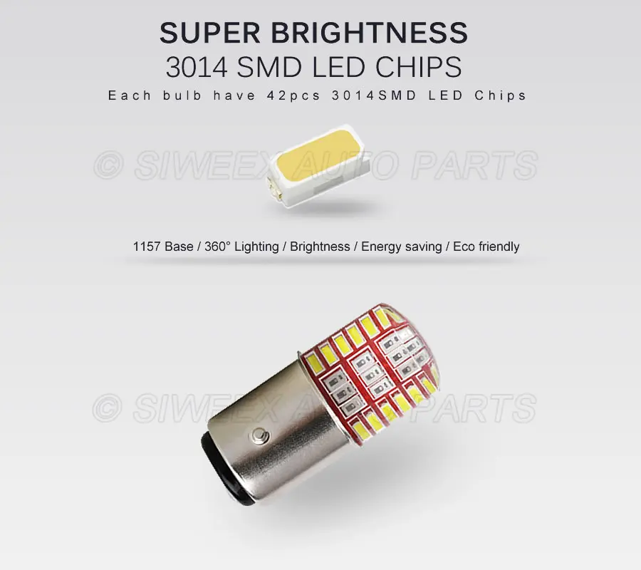 1 шт. 1157 BAY15D 42 SMD 3014 Автомобильный светодиодный фонарь вспышка лампы стоп сигнала