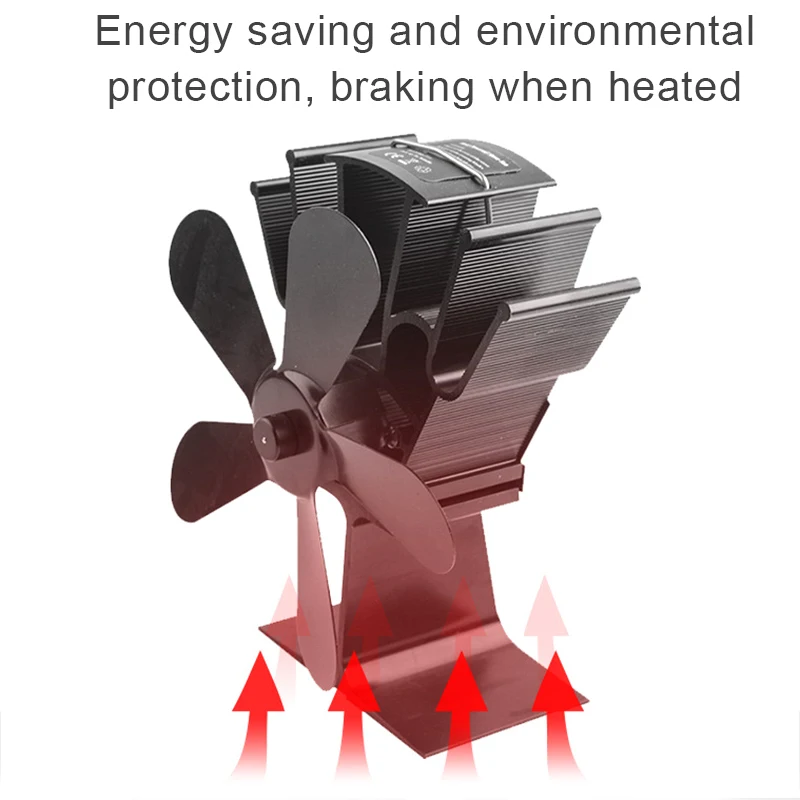 

4 Blades Wood Stove Fans Aluminum Silent Heat Powered Stove Fan for Wood Log Burners Fireplace Black 21.5x18.5x13.5cm LBS