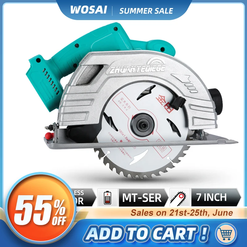 

VVOSAI 20V MT-Series Brushless Circular Electric Saw 7 inch Blade Cordless Circular Saw Woodworking Cutting Sawing Machine Tools