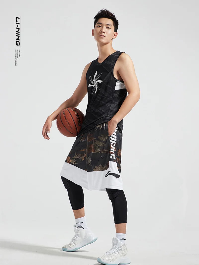 Распродажа) Li-Ning Для мужчин плохой пять баскетбольные шорты для соревнований Полиэстер Свободные печати подкладка спортивные шорты AAPN275 MKD1593
