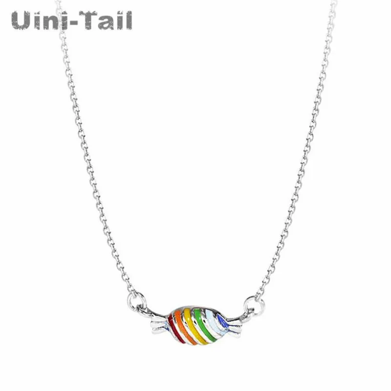 Uini-Tail популярное новое ожерелье из стерлингового серебра 925 пробы милая Радужная
