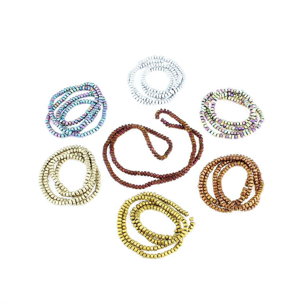 Натуральный камень 3 мм гематит красочное покрытие плоский куб Септа бусины