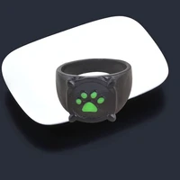 anime black cat rings girl boy cartoon green print enamel cat paw finger ring cosplay jewelry party kids men rings gift