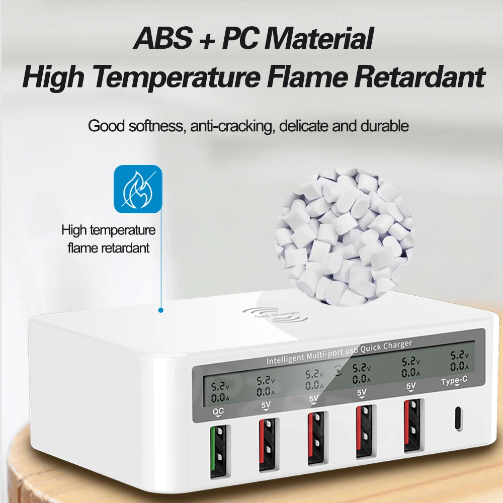 wireless quick charge 3 0 usb phone charger 6 ports fast charging usb charger adapter station with lcd voltage current display free global shipping