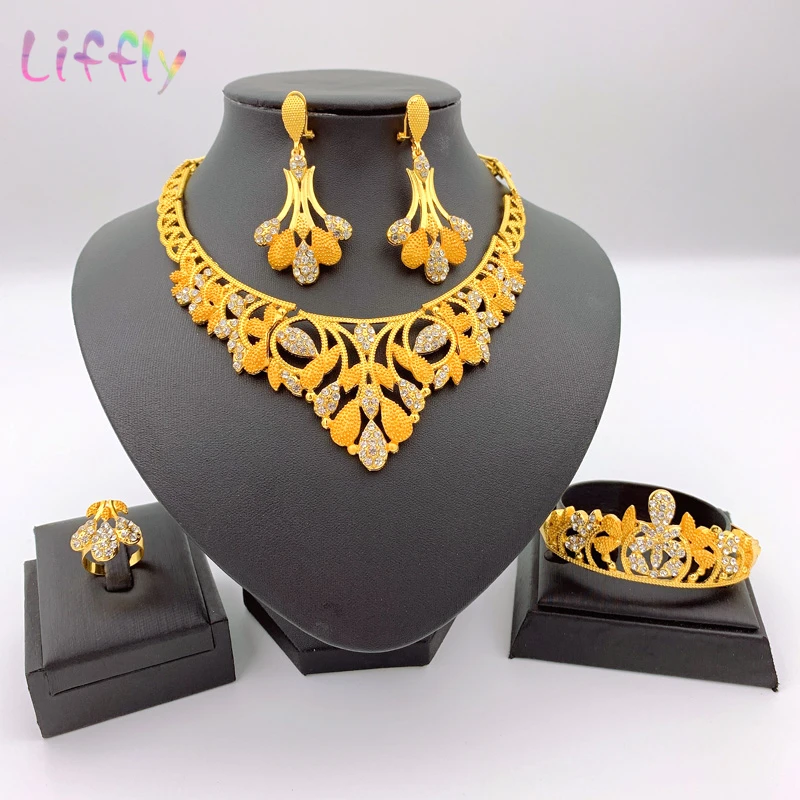 Продажи! Лидер продаж 2020 новые ювелирные наборы из Дубая ожерелье с цветком