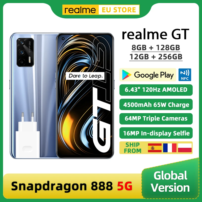 [Мировая премьера] глобальная версия realme GT 8 ГБ 128 Snapdragon 888 5G 4500 мА/ч 65 Вт SuperDart