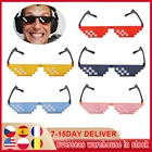 Модные очки 8 бит Thug Life, солнцезащитные очки, пиксельные мужские и женские брендовые бриллиантовые винтажные очки с УФ-мозаикой, подарок унисекс