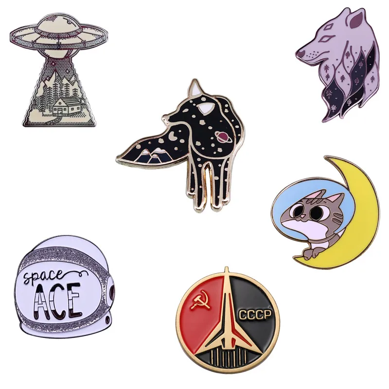 Значок на воротник с космической тематикой Вселенная Галактика значок животными
