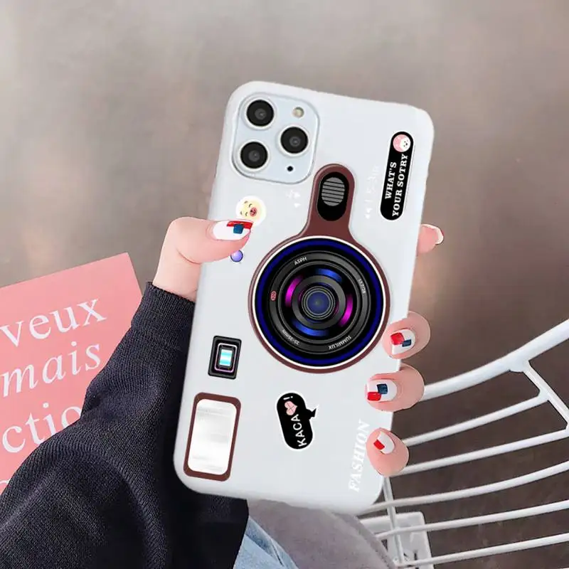 

Fashion luxury camera Phone Case White Candy Color for iPhone 6 7 8 11 12 s mini pro X XS XR MAX Plus