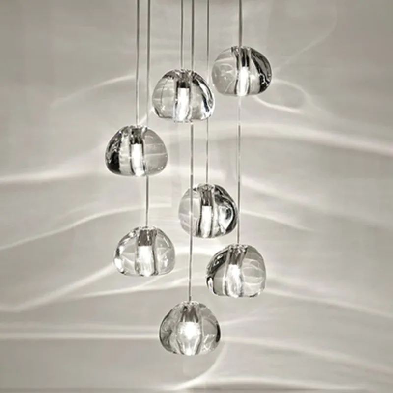 

Modern loft chandelier lighting lustre cristal balls kitchen villa living room hanging lamp staircase long crystal chandeliers
