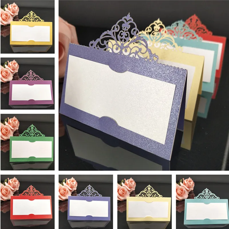 50 шт. карточки на сиденья лазерная резка корона свадебные именные украшения для