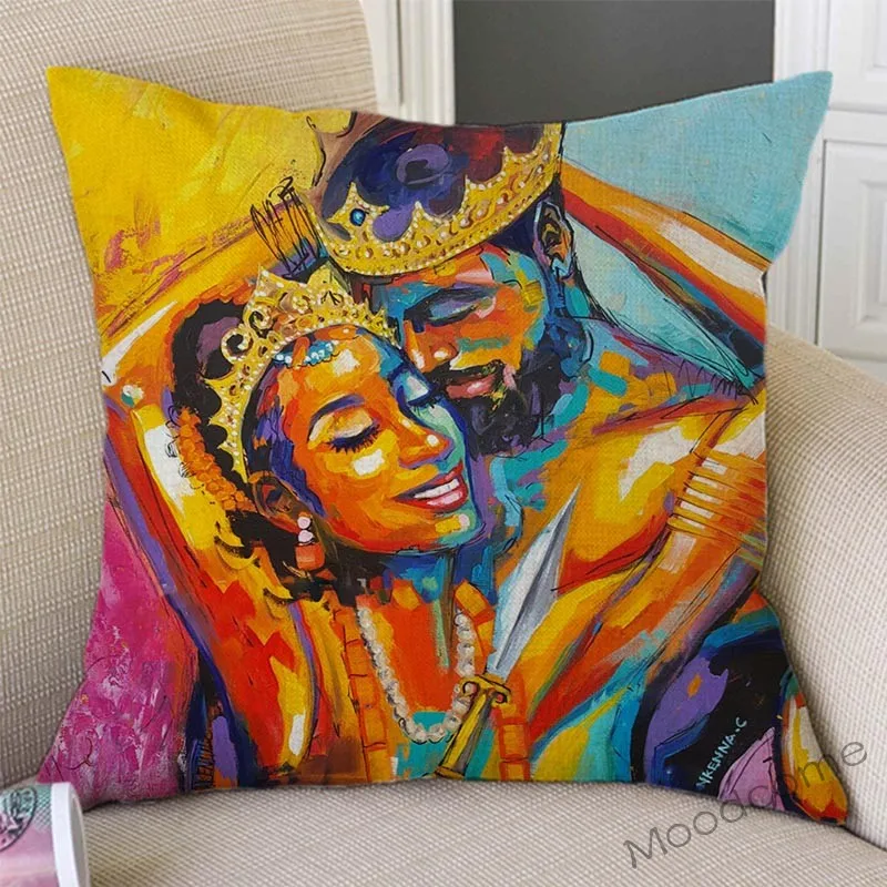 Black King And Queen Of Africa Sexy картина маслом для молодых пар домашний декоративный чехол