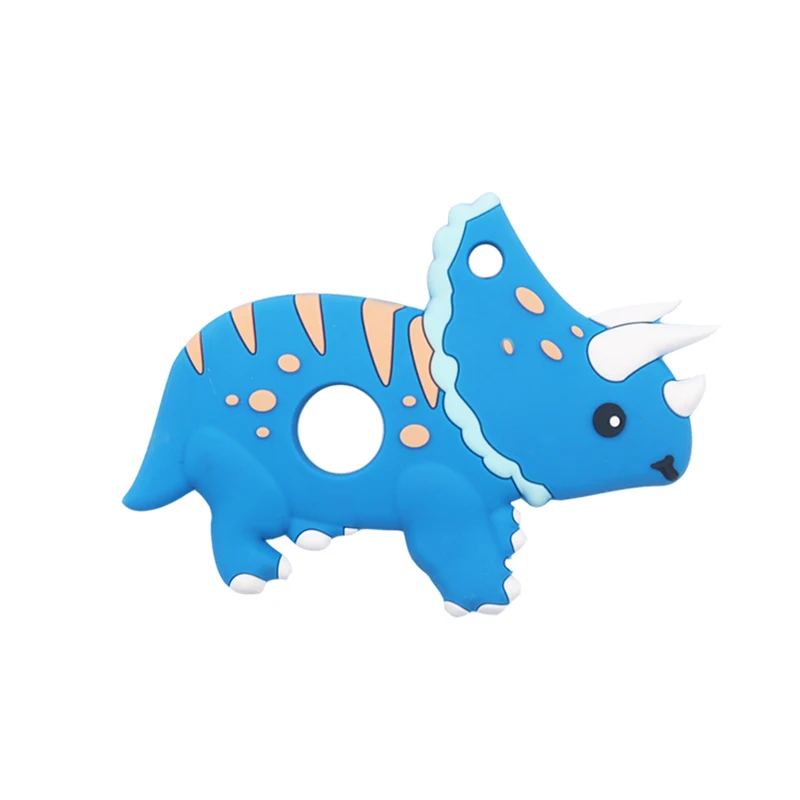 Mordedor de silicona de grado alimenticio para beb&eacute;, juguetes de dentici&oacute;n sin BPA, de silicona suave, para el cuidado de los dientes, mordedor masticable de dinosaurio infantil, 1 unidad-0